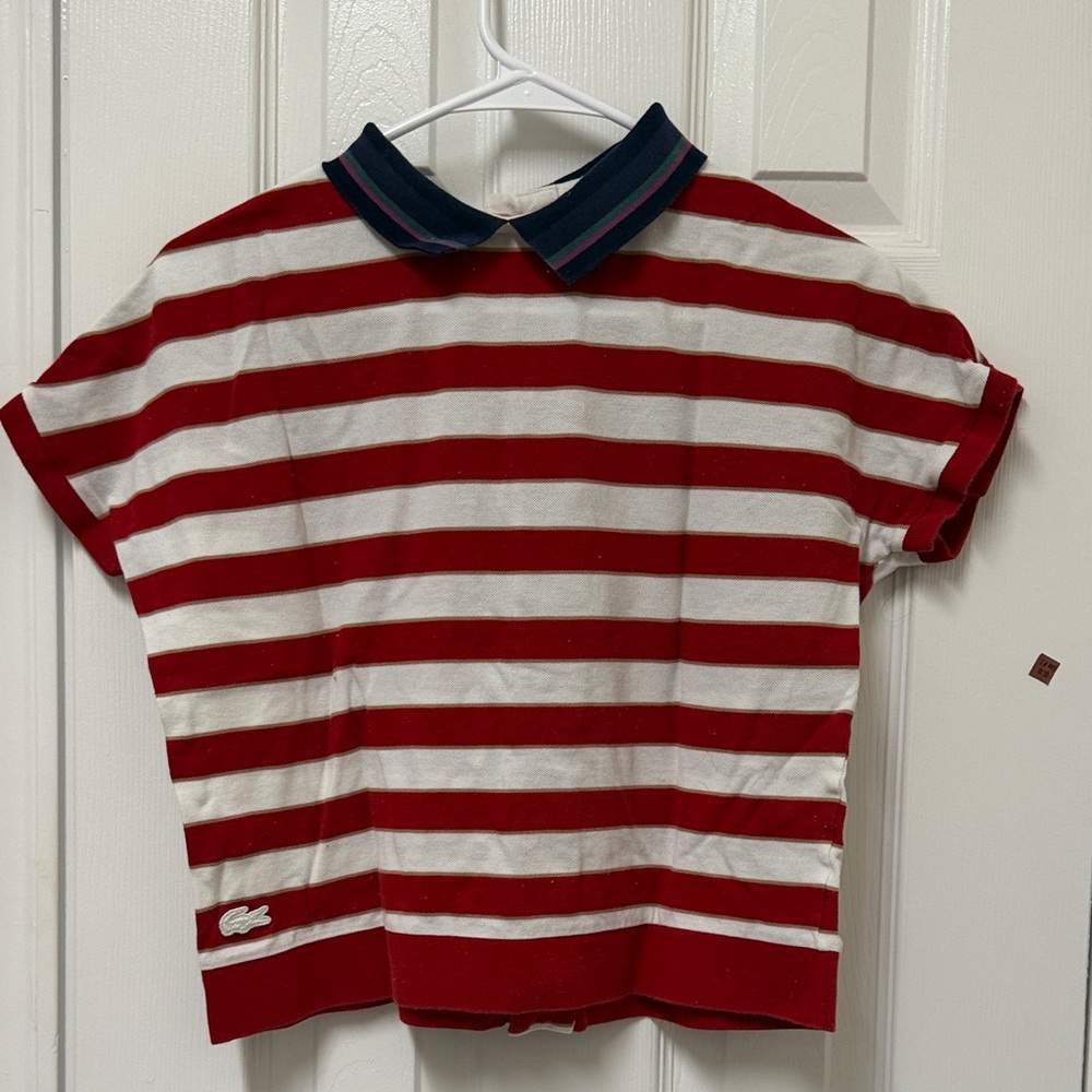 Lacoste Kids Polo with Red and White Stripes